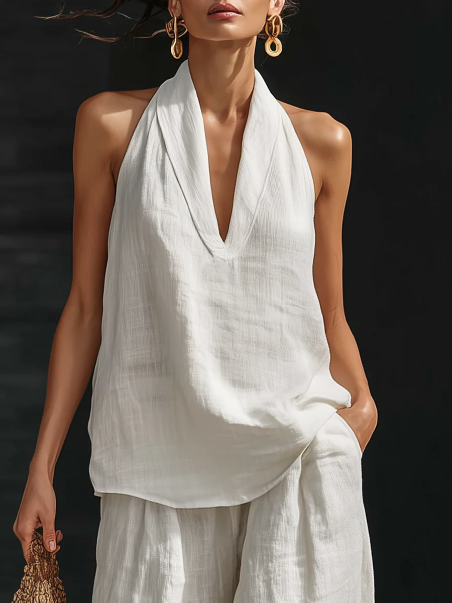 Eulalia Elegant Set with Wide-Leg Trousers