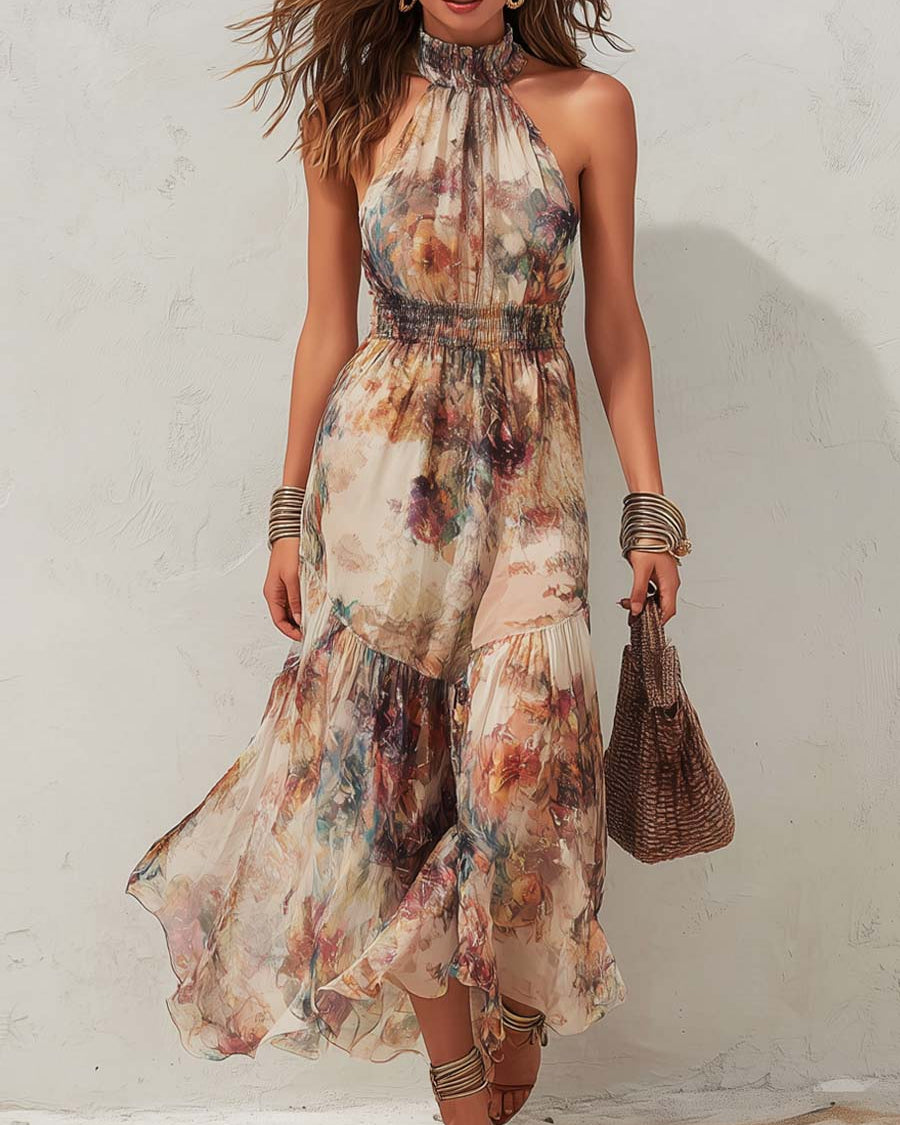 Chloe Vintage Floral Soft Midi Dress