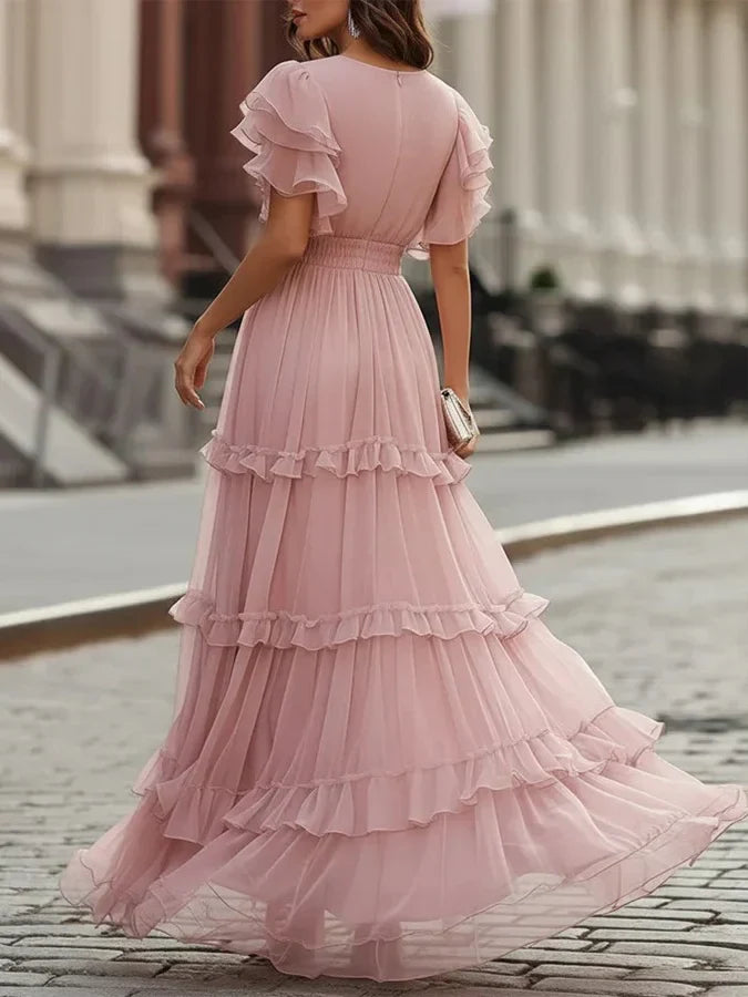 Zoe™ | Light Pink Elegant Wedding Maxi Dress