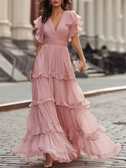 Zoe Light Pink Elegant Wedding Maxi Dress