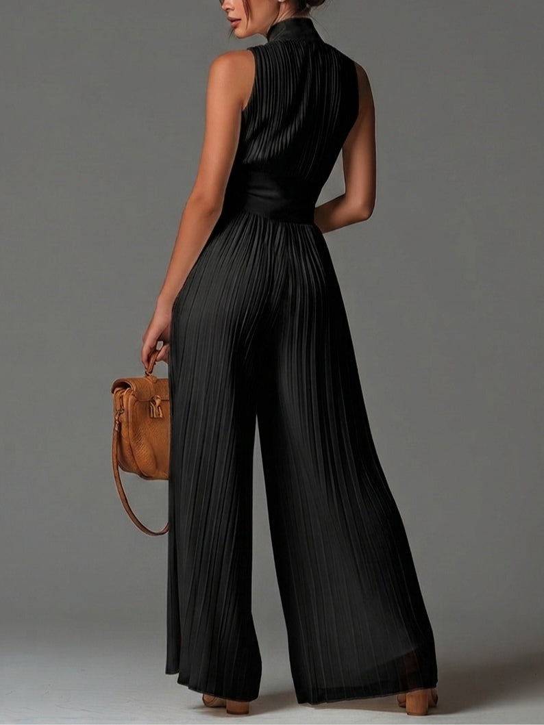 Jade V-neck Sleeveless Zip-up Jumpsuit