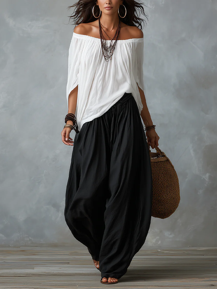 Kiara Top with wide leg pants suit