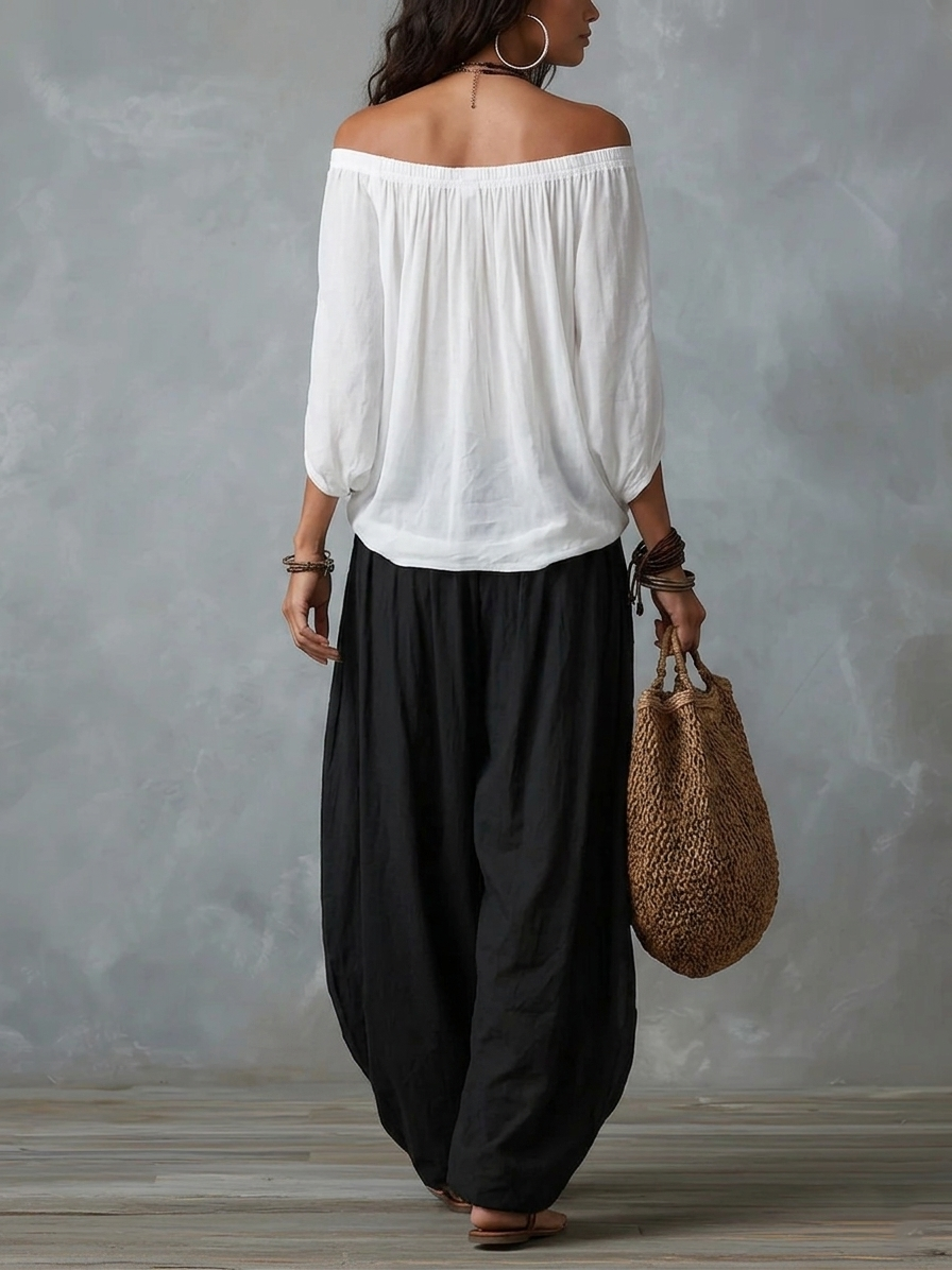 Kiara Top with wide leg pants suit