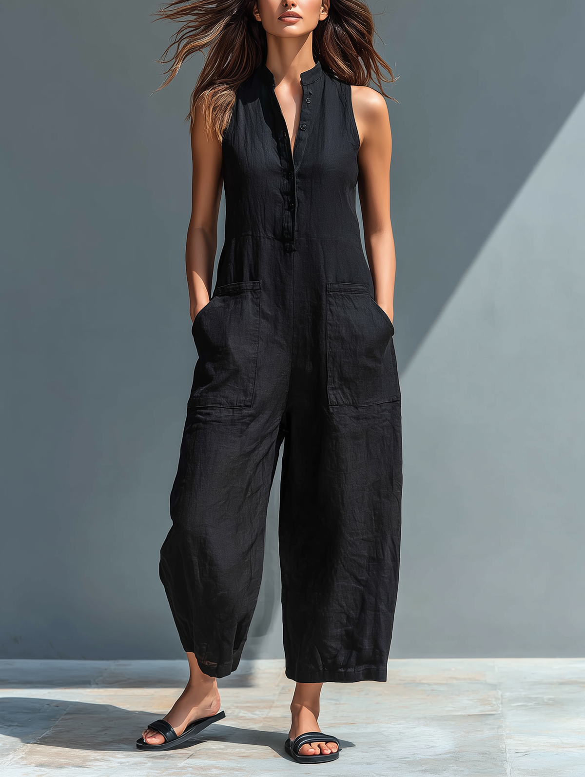 Beatrice Linen Blend Loose Jumpsuit