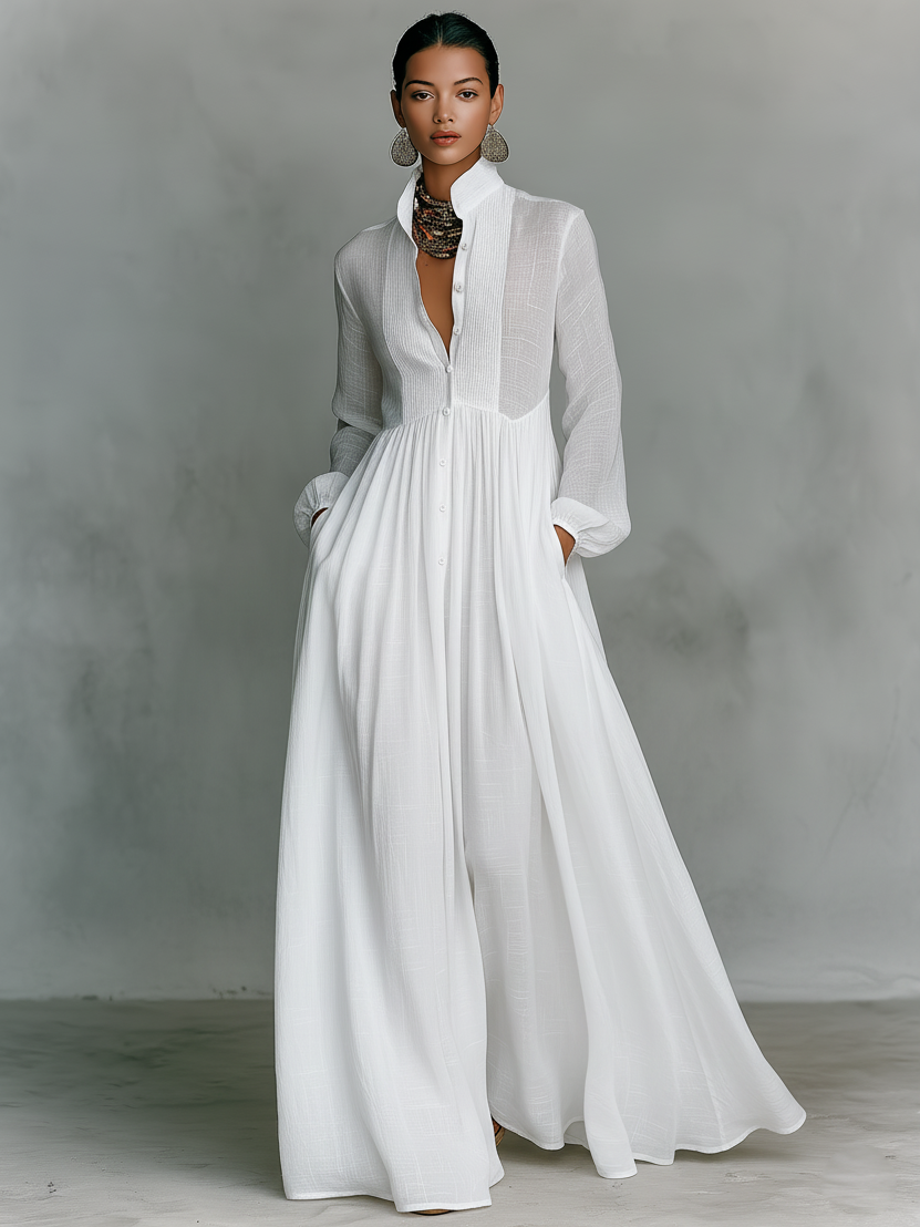 Madeleine Linen Blend Patchwork Maxi Dress