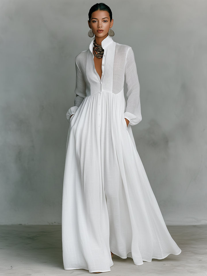 Madeleine Linen Blend Patchwork Maxi Dress
