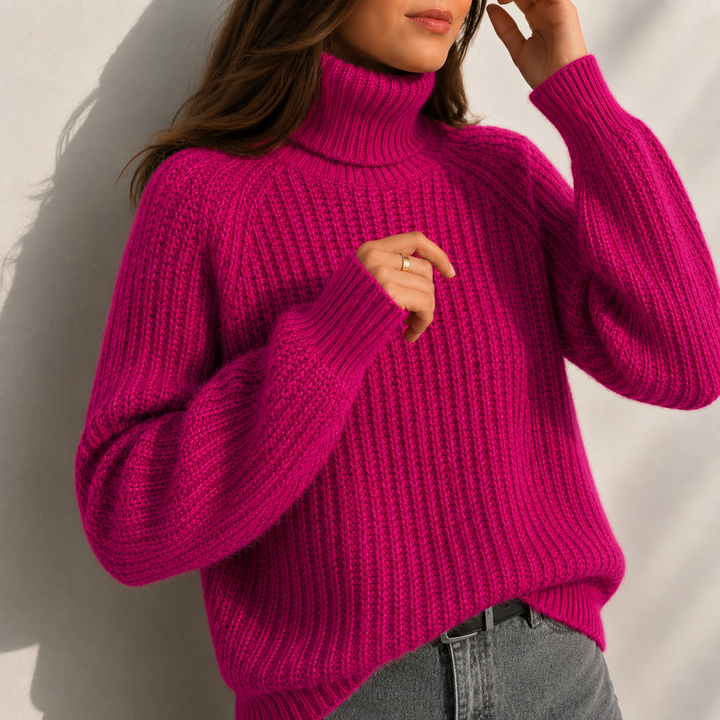 Daisy Turtleneck Sleeve Split Hem Sweater