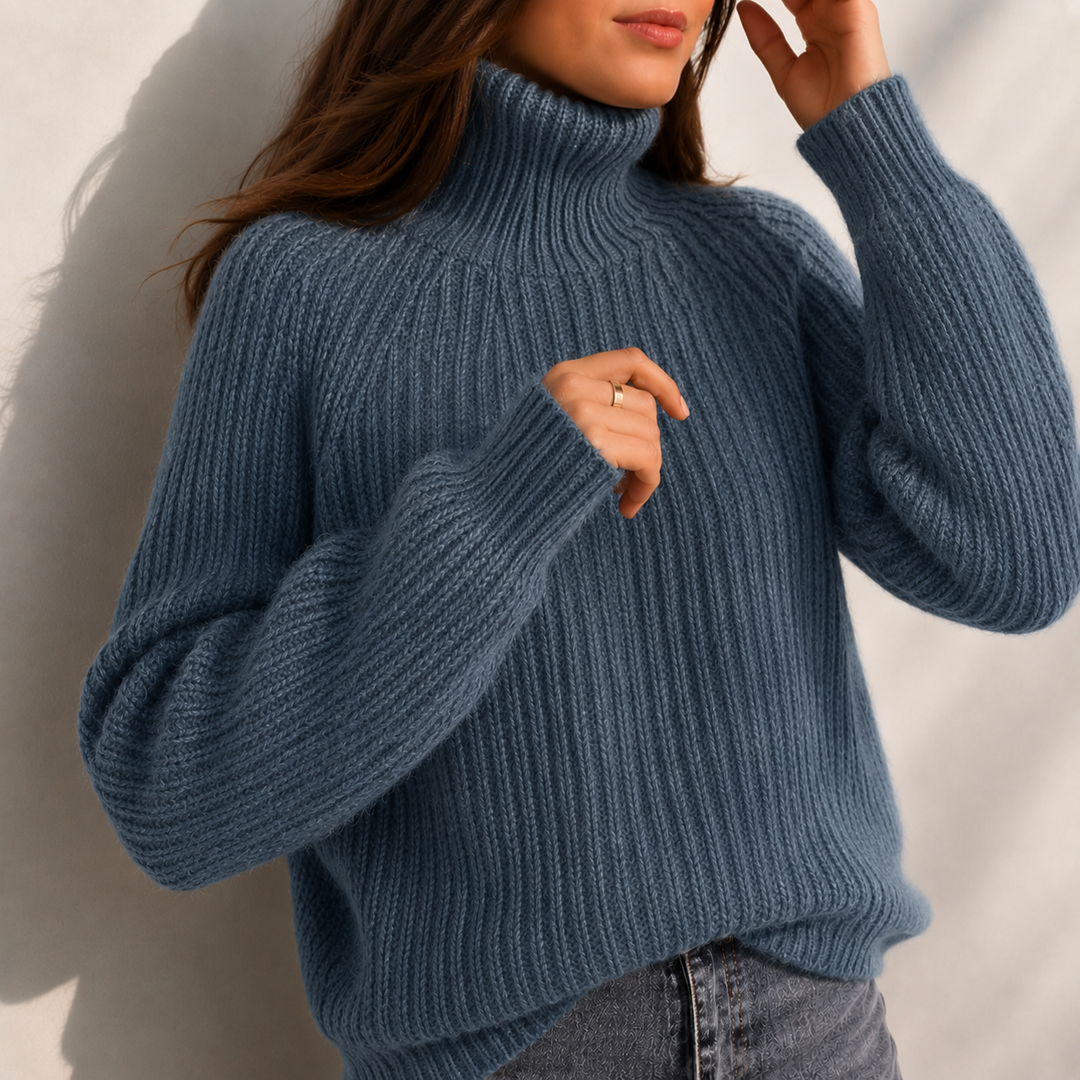 Daisy Turtleneck Sleeve Split Hem Sweater