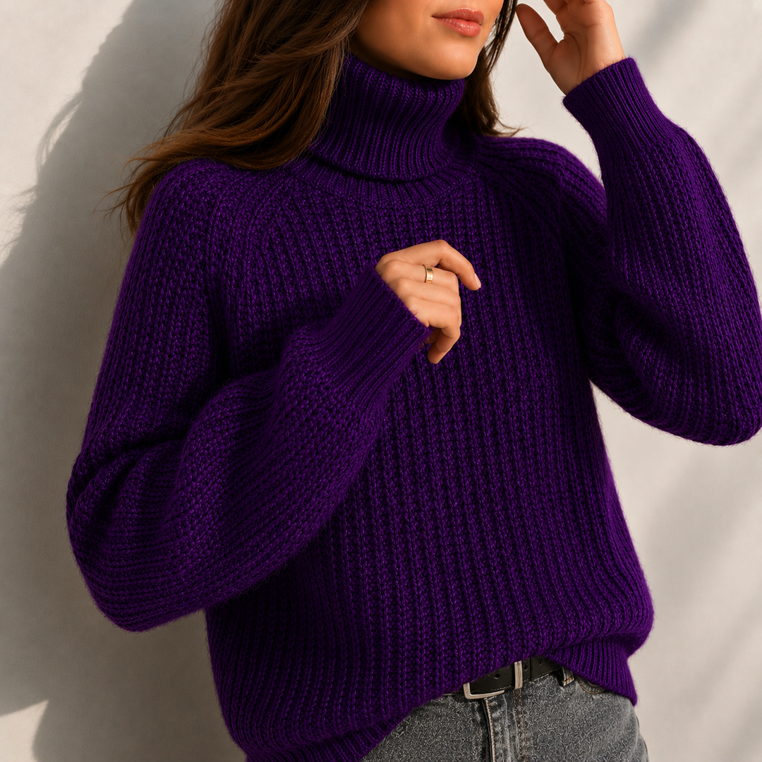 Daisy Turtleneck Sleeve Split Hem Sweater