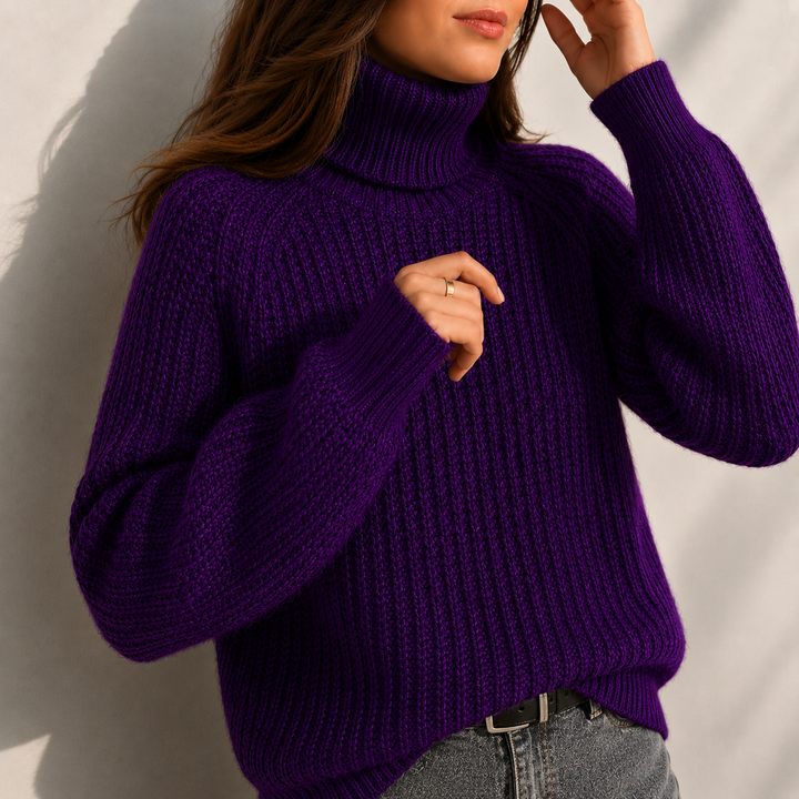 Daisy Turtleneck Sleeve Split Hem Sweater