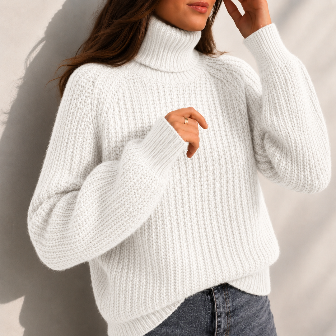 Daisy Turtleneck Sleeve Split Hem Sweater