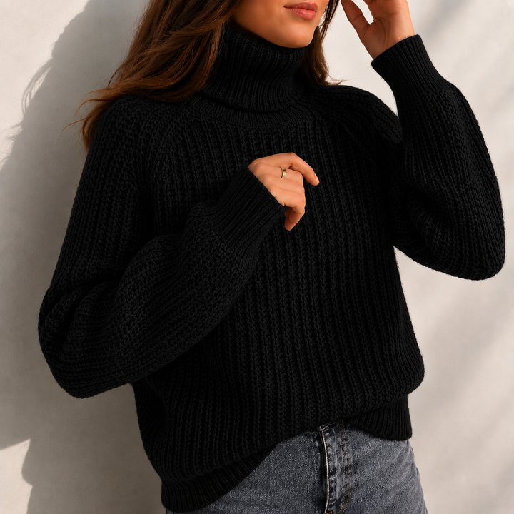 Daisy Turtleneck Sleeve Split Hem Sweater