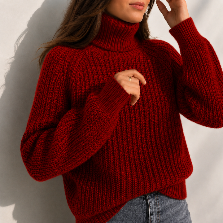 Daisy Turtleneck Sleeve Split Hem Sweater