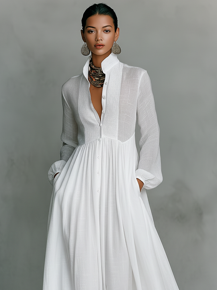 Madeleine Linen Blend Patchwork Maxi Dress