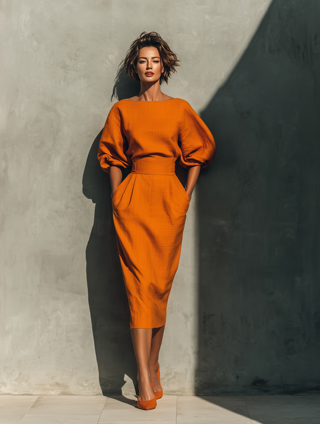 Romy Mid-sleeve Top And Midi Skirt Set