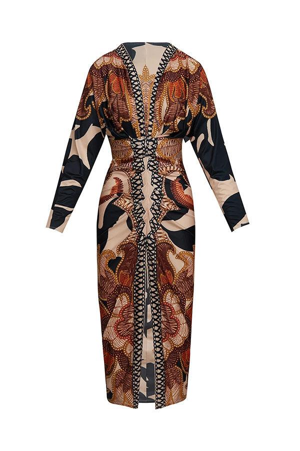 Eva™ | Sun Escape Unique Print Dolman Midi Dress