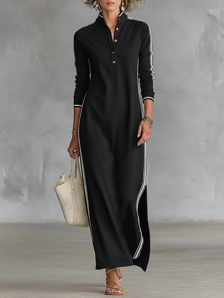 Francesca White Trim Sweatshirt Maxi Dress