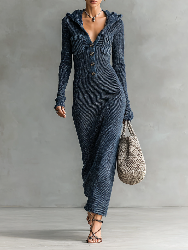 Mae Hooded Knitted Maxi Dress