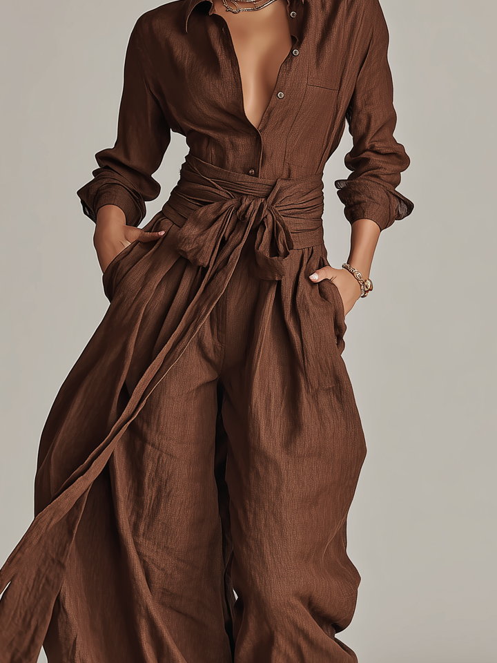 Marnie Belted Linen Blend Jumpsuit