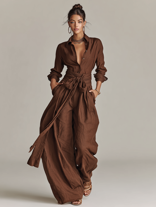 Marnie Belted Linen Blend Jumpsuit