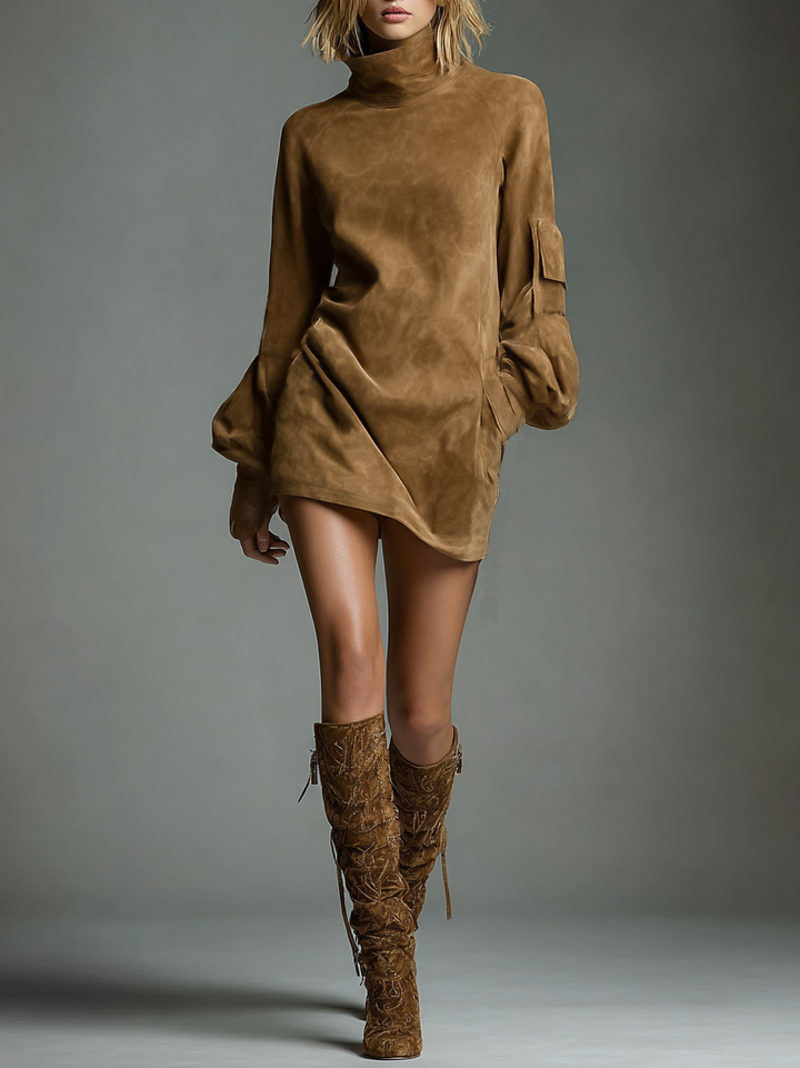 Eliana Vintage Turtleneck Mini Dress