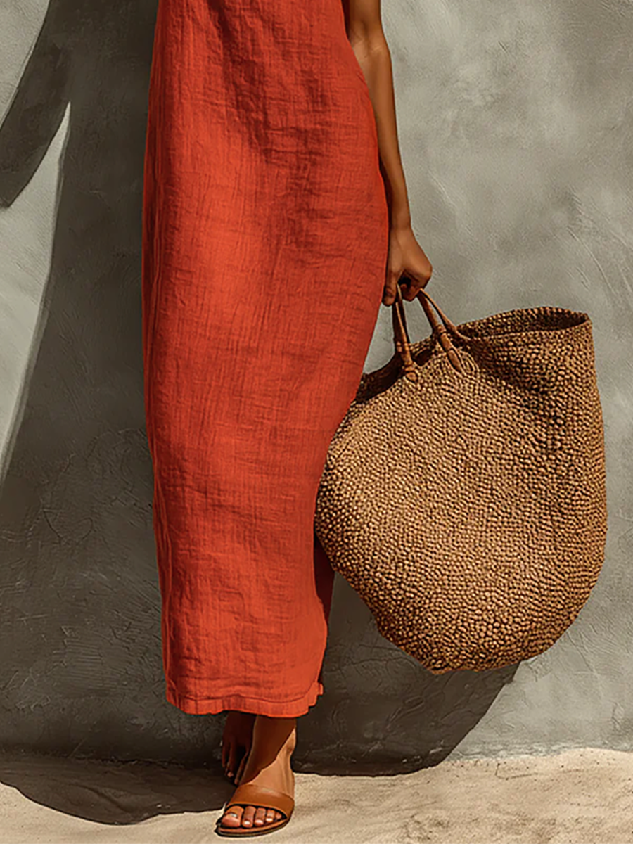 Seraphina Red Boho Cotton Maxi Dress