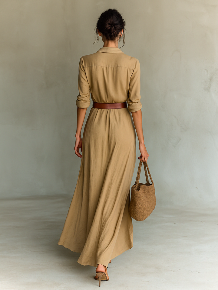 Briar Belted Lapel Maxi Dress