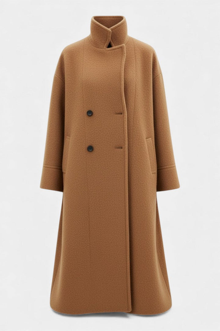 Grace Long Oversized Double-Breasted Coat with Notched Collar