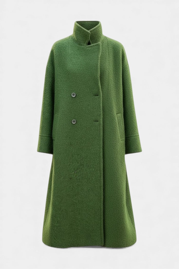 Grace Long Oversized Double-Breasted Coat with Notched Collar