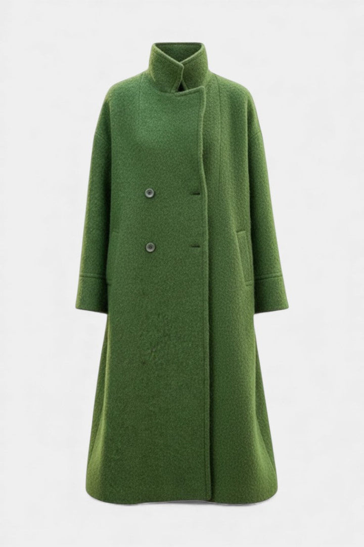 Grace Long Oversized Double-Breasted Coat with Notched Collar