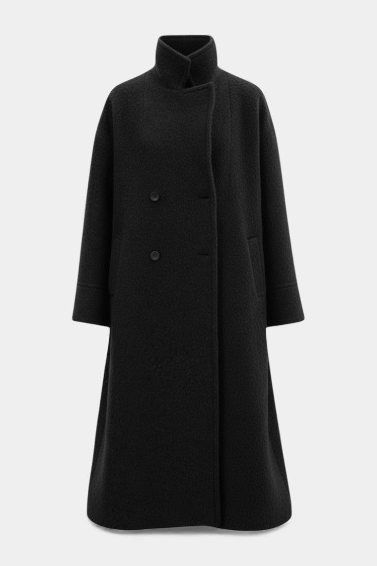 Grace Long Oversized Double-Breasted Coat with Notched Collar