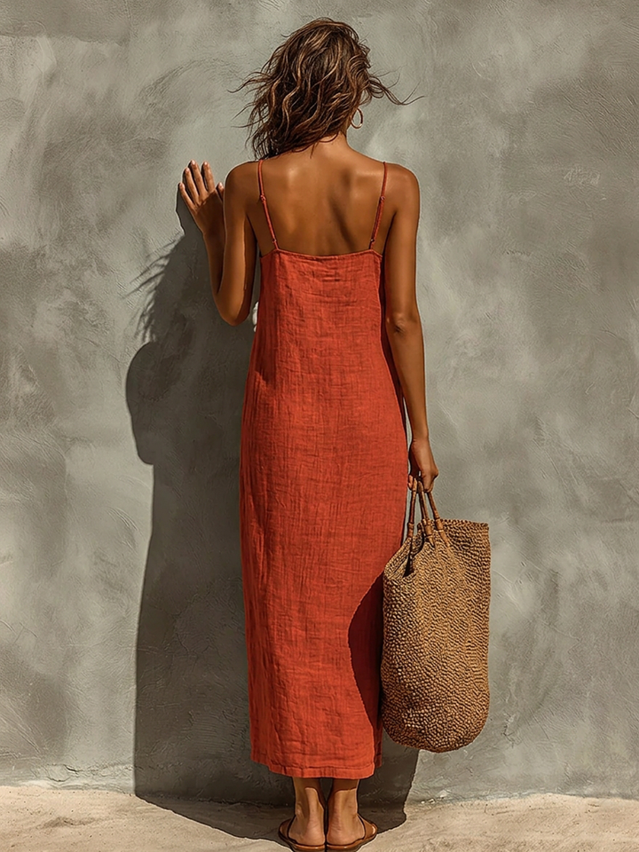Seraphina Red Boho Cotton Maxi Dress