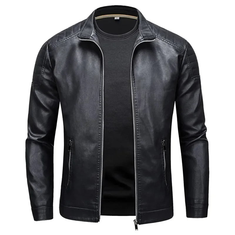Francisco Leather Vest with Stand Collar