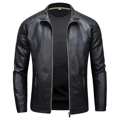 Francisco Leather Vest with Stand Collar