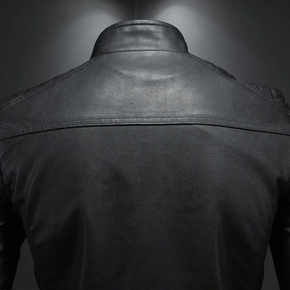 Francisco Leather Vest with Stand Collar