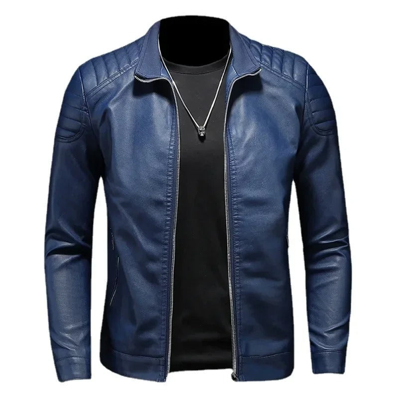 Francisco Leather Vest with Stand Collar