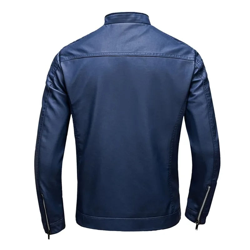 Francisco Leather Vest with Stand Collar