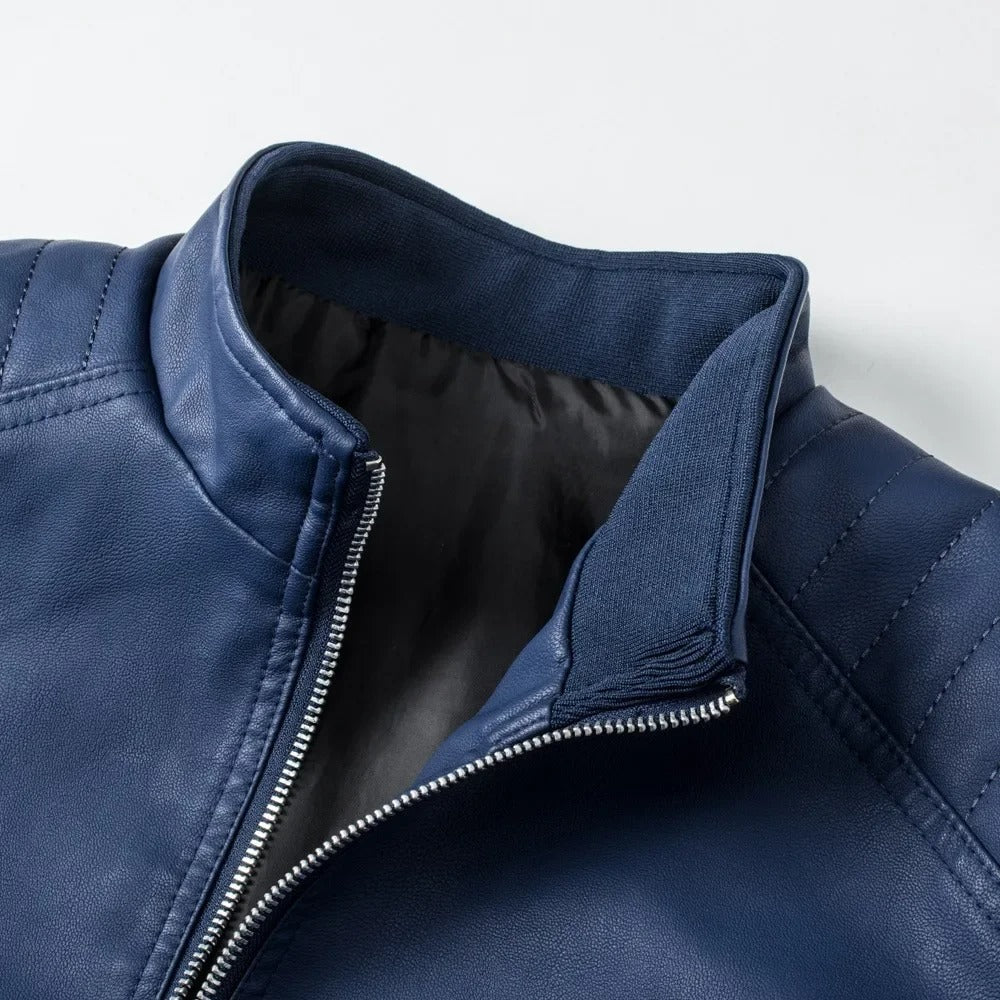 Francisco Leather Vest with Stand Collar