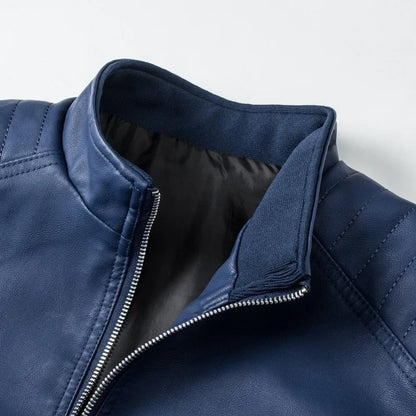 Francisco Leather Vest with Stand Collar