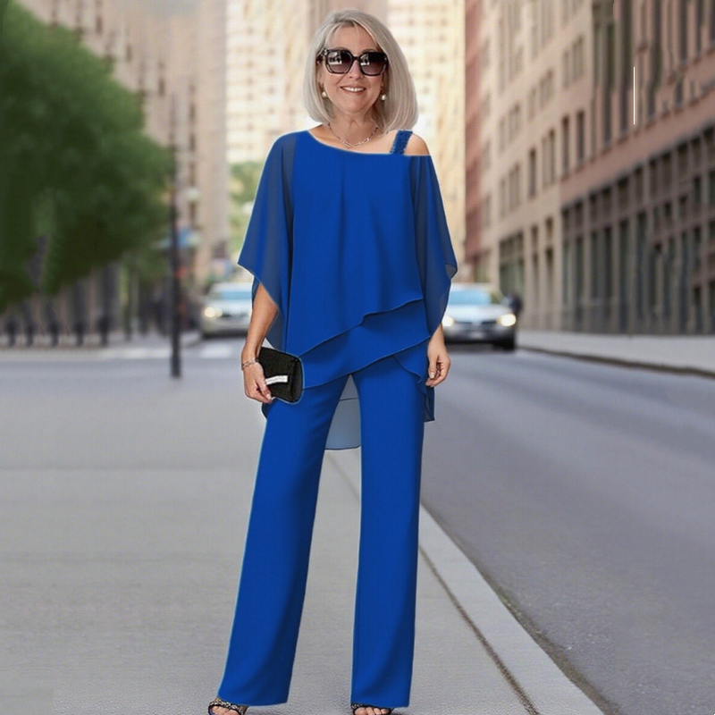 Jade Chiffon Top ＆ Wide Leg 2-Piece Set