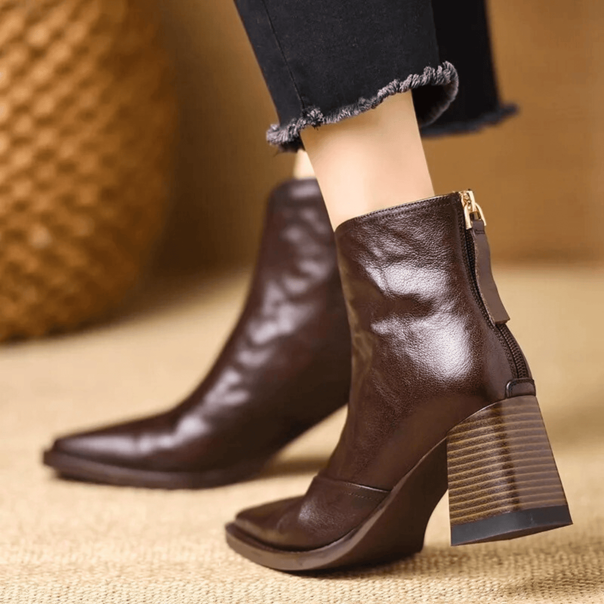 Jessica Luxury Mid-Heel Ankle Boots